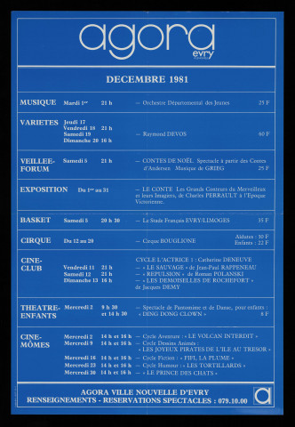 EVRY. - Agora d'Evry : programme des activités, décembre 1981. 