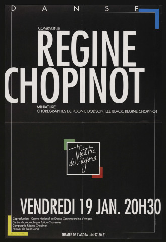 EVRY. - Danse : miniature, par la Compagnie Régine Chopinot, Théâtre de l'Agora, 19 janvier 1990. 