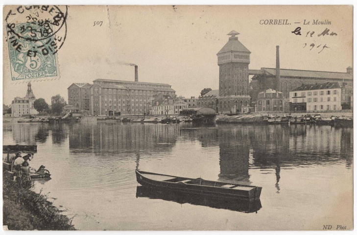 CORBEIL-ESSONNES. - Le moulin, ND, 1914, 2 mots, ad. 
