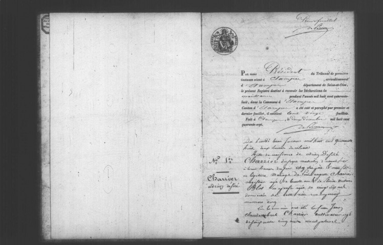 ETAMPES. Naissances : registre d'état civil (1848). 