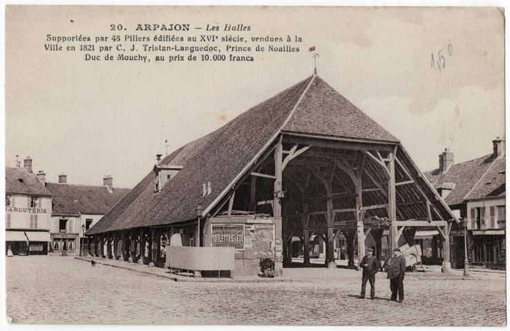 ARPAJON. - Les halles, IPM, sépia. 
