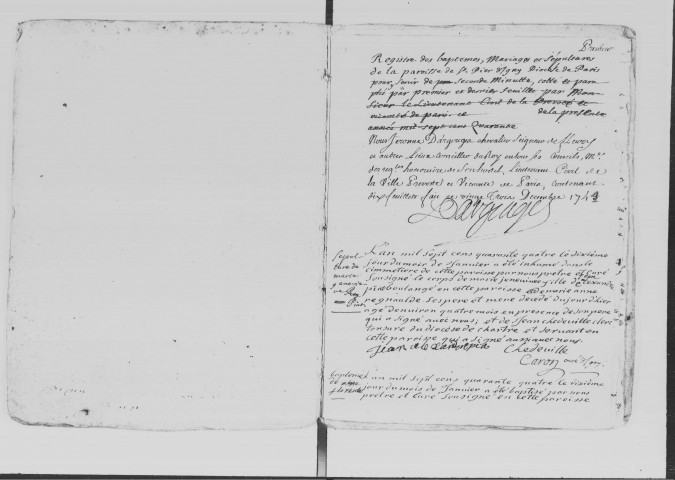 IGNY. Paroisse Saint-Pierre : Baptêmes, mariages, sépultures : registre paroissial (1751-1762). 