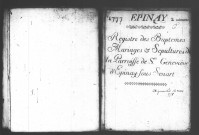 EPINAY-SOUS-SENART. Paroisse Sainte-Geneviève : Baptêmes, mariages, sépultures : registre paroissial (1766-1777). 
