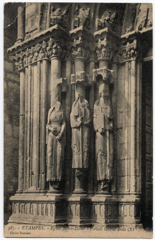 ETAMPES. - Eglise Notre-Dame, portail latéral droit (XVème siècle) [Editeur Rameau, sépia]. 