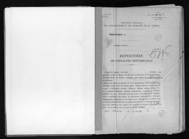 Conservation des hypothèques de CORBEIL. - Répertoire des formalités hypothécaires, volume n° 646 : A-Z (registre ouvert en 1946). 