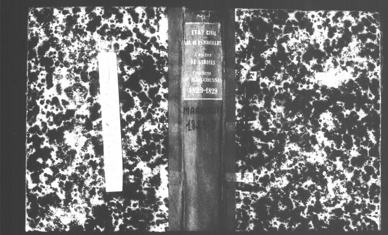 MARCOUSSIS. Naissances, mariages, décès : registre d'état civil (1823-1829). 