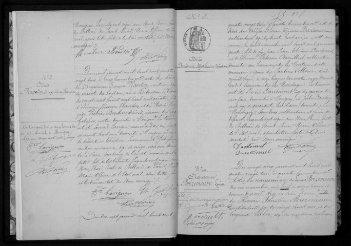 SAINT-GERMAIN-LES-ETAMPES (MORIGNY-CHAMPIGNY). - Naissances, mariages, décès : registre d'état civil (1883-1890). 