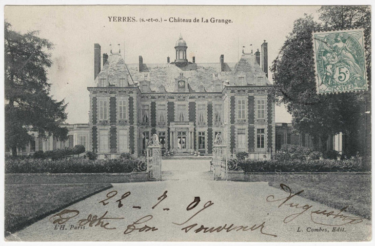 YERRES. - Château de la Grange [Editeur Combes, 1909, timbre à 5 centimes]. 