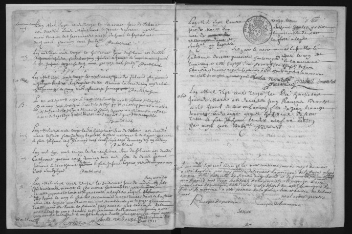 FERTE-ALAIS (LA). - Registres paroissiaux. - Registre des baptêmes, mariages et sépultures (1711 - 1720). 