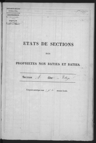 SAINT-SULPICE-DE-FAVIERES. - Etat de sections [cadastre rénové en 1933]. 