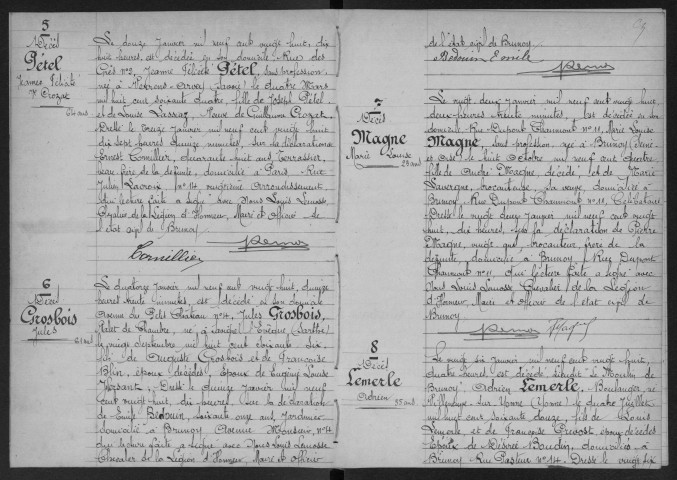 BRUNOY.- Décès : registre d'état civil (1928). 