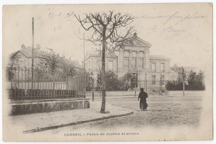 CORBEIL-ESSONNES. - Palais de justice et prison, 1903, 1 ligne, 2x5 c, ad. 