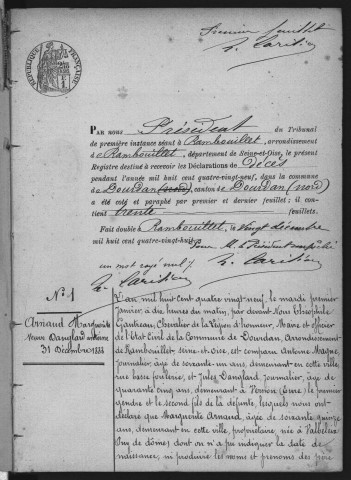 DOURDAN.- Décès : registre d'état civil (1889-1901). 