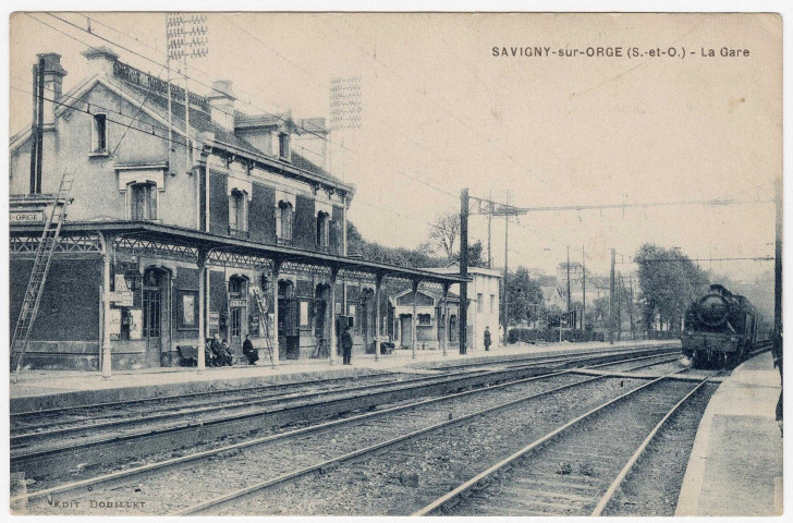 SAVIGNY-SUR-ORGE. - La gare [Editeur Douillet, 1928, timbre à 25 centimes]. 