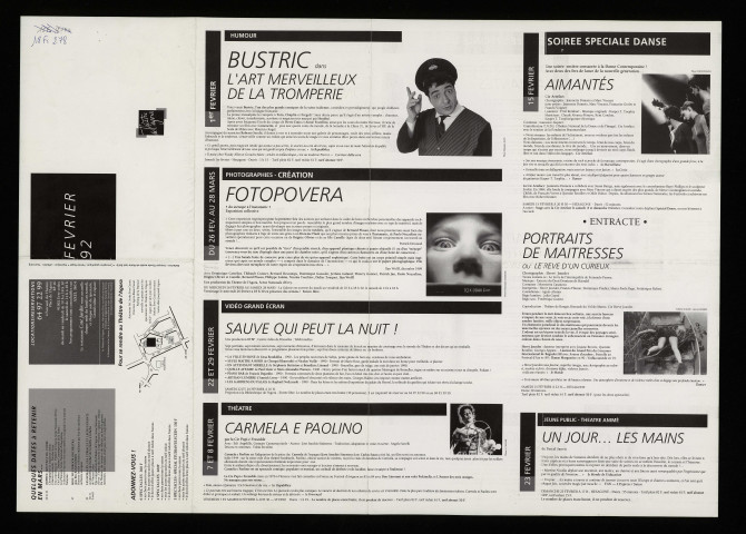 EVRY.- Exposition, théâtre, cinéma : programme culturel, Théâtre de l'Agora, février 1992. 