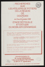 DOURDAN. - Recherche sur les ateliers de potiers de la région de Dourdan. Stage de fouille et d'étude du mobilier céramique, 10 octobre-22 octobre 1983. 