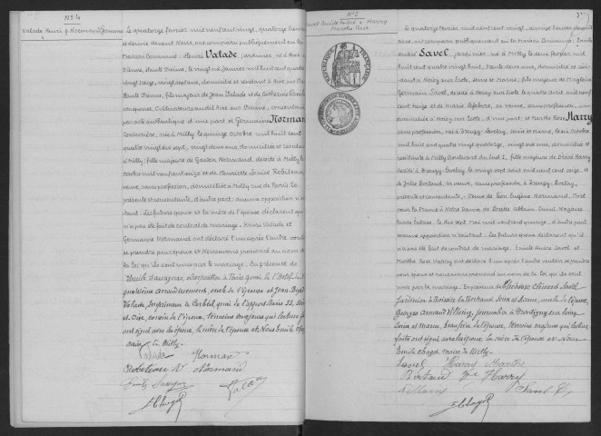 MILLY-LA-FORET. - Mariages : registre d'état civil. 