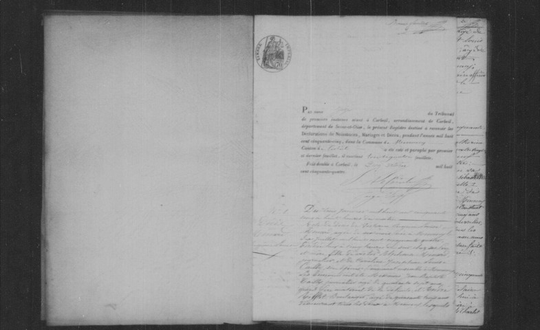 MENNECY. Naissances, mariages, décès : registre d'état civil (1855-1860). 