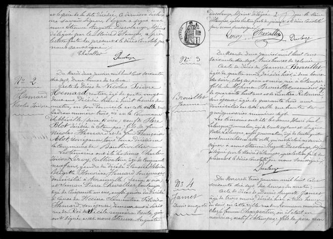 ETAMPES. Décès : registre d'état civil (1877). 