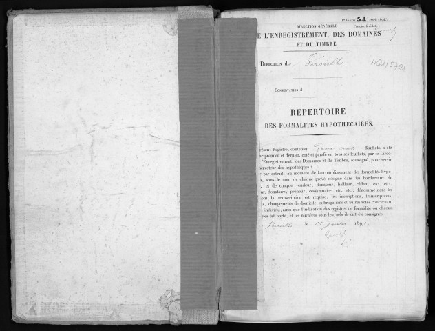 Conservation des hypothèques de CORBEIL. - Répertoire des formalités hypothécaires, volume n° 314 : A-Z (registre ouvert en 1895). 