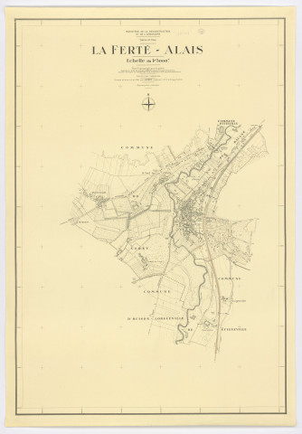 Plan topographique de LA FERTE-ALAIS dressé et dessiné par J. LEROY, ingénieur, 1954. Ech. 1/5 000. N et B. Dim. 1,05 x 0,73. 