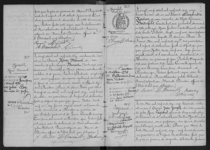 DOURDAN.- Naissances : registre d'état civil. 