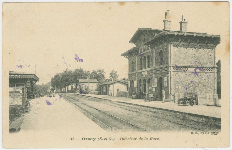 ORSAY. - Intérieur de la gare. Edition BF, 1900, 2 timbres à 5 centimes. 