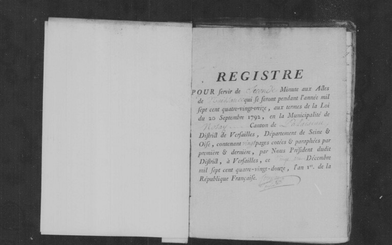 NOZAY. Naissances, mariages, décès : registre d'état civil (1793-1829). [mariages (an VII et les six premiers mois de l'an VIII), voir 4E2304-2306]. 