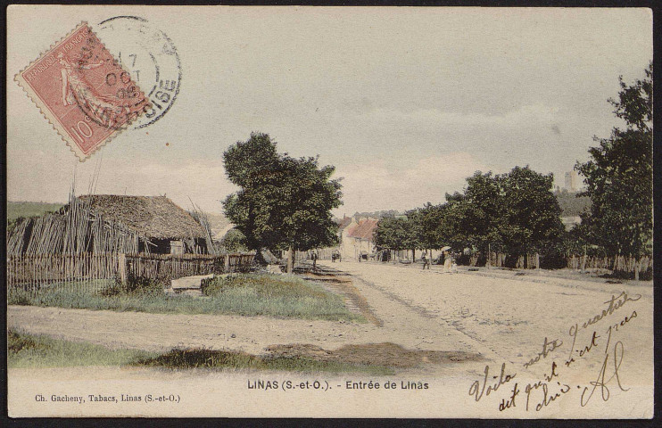 Linas.- Entrée de Linas (7 octobre 1905). 