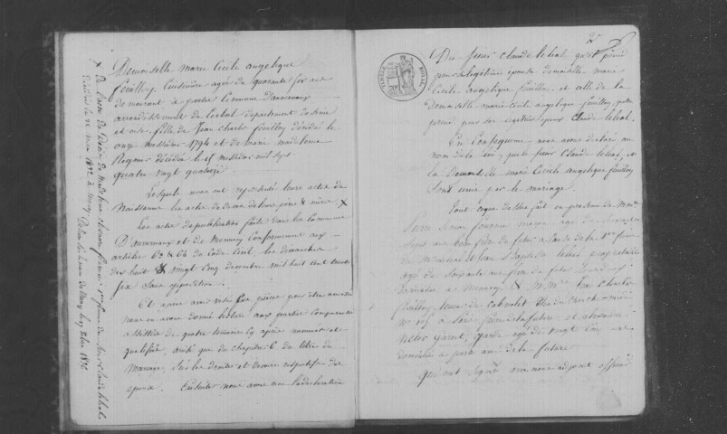 AUVERNAUX. Naissances, mariages, décès : registre d'état civil (1837-1855). 