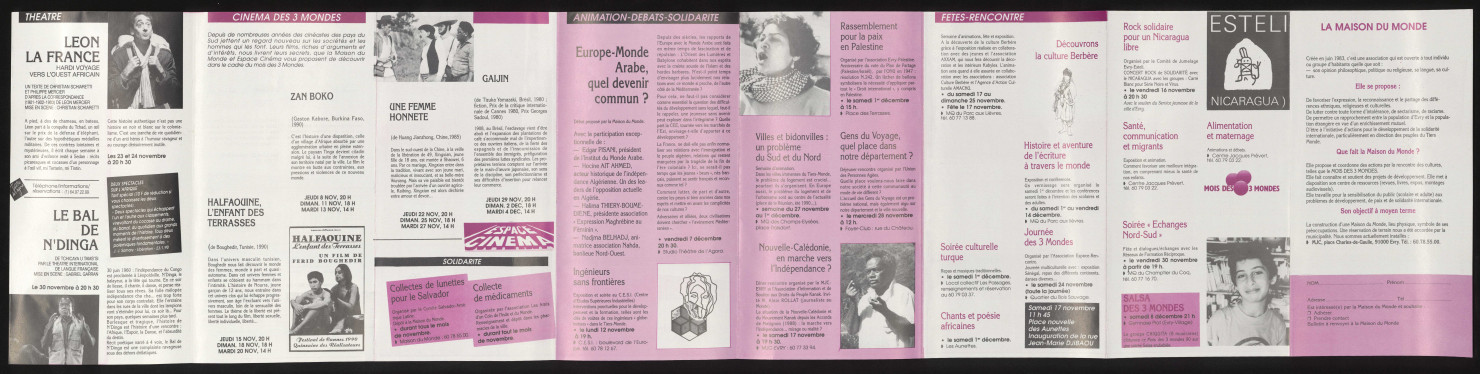 EVRY. - 7ème mois des trois mondes : programme des festivités, 8 novembre-8 décembre 1990. 