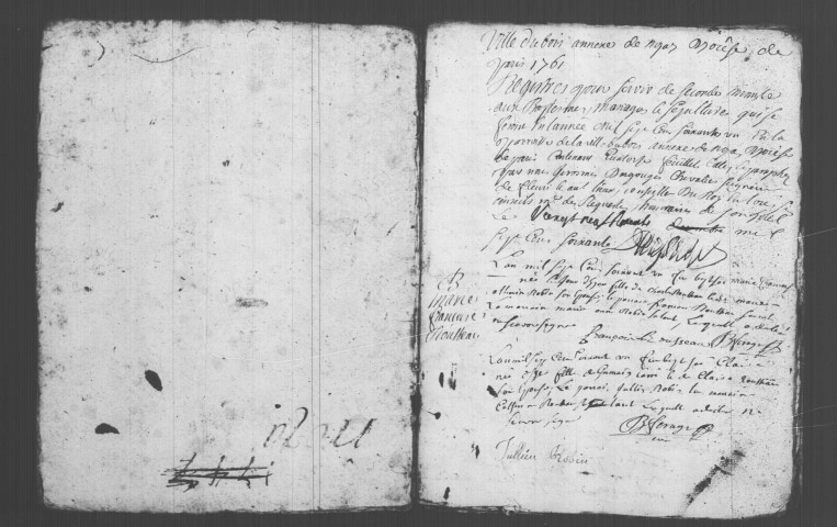 VILLE-DU-BOIS (LA). Paroisse Saint-Fiacre : Baptêmes, mariages, sépultures : registre paroissial (1766-1778). 