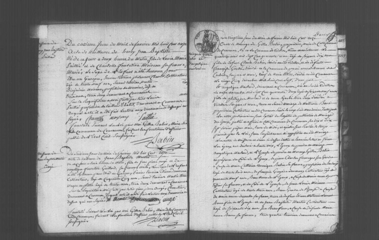 COURANCES. - Naissances, mariages, décès : registre d'état civil (1811-1837). 