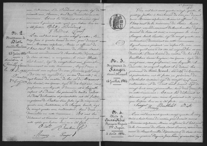 PLESSIS-SAINT-BENOIT (LE).- Naissances, mariages, décès : registre d'état civil (1884-1902). 