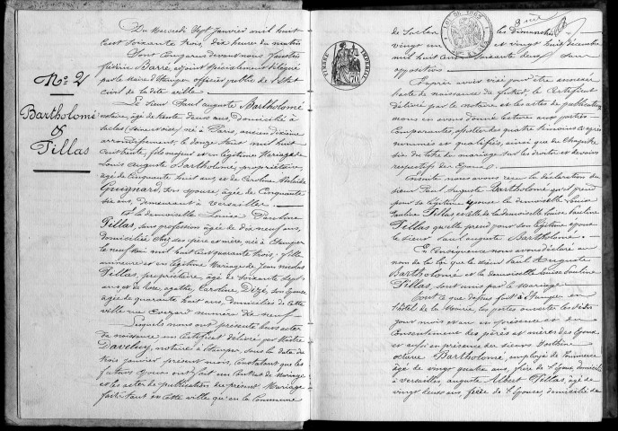 ETAMPES. Mariages : registre d'état civil (1863). 