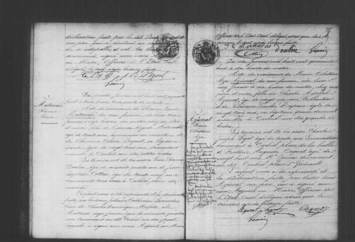 CORBEIL. Naissances : registre d'état civil (1849). 