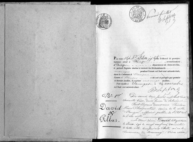 ETAMPES. Mariages : registre d'état civil (1863). 