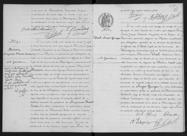 MONTGERON. - Naissances : registre d'état civil.