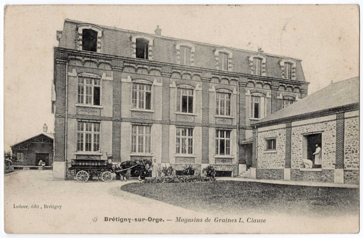 BRETIGNY-SUR-ORGE. - Magasin de graines L. Clause. Editeur Ledour, 1904, timbre à 5 centimes. 