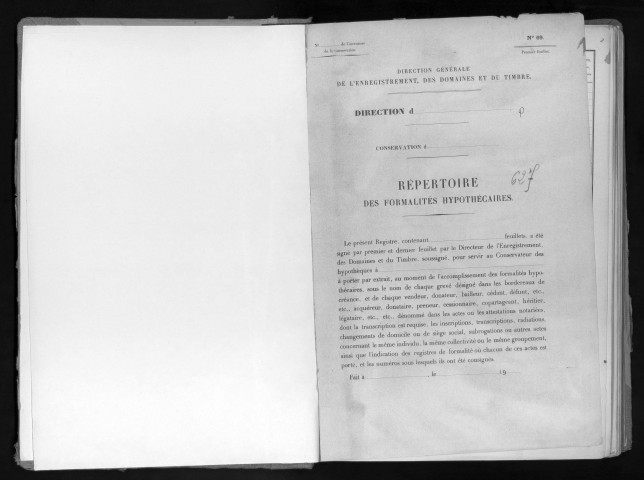 Conservation des hypothèques de CORBEIL. - Répertoire des formalités hypothécaires, volume n° 627 : A-Z (registre ouvert vers 1941). 