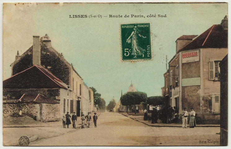 LISSES. - Route de Paris, côté sud. (Galpin, 5 mots, 5 c, ad., coloriée.) 