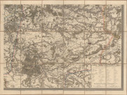 Carte des environs de PARIS : FONTAINEBLEAU, PARIS, [XIXe siècle]. Ech. 6,3 cm = 2 lieues. Sur toile. Coul. Lég. Dim. 0,70 x 0,53. 