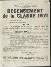 Essonne [Département]. - Recensement militaire - classe 1971, pour les jeunes nés entre le 1er janvier 1951 et le 31 décembre 1951, 5 novembre 1968. 