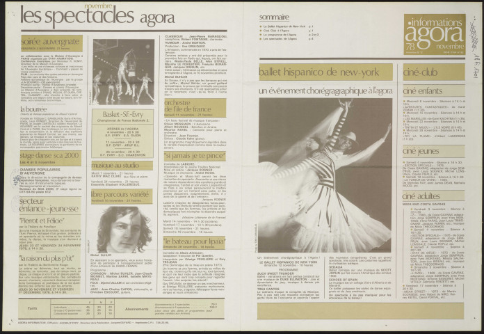 EVRY. - Les spectacles de l'Agora : programme culturel, novembre 1978. 