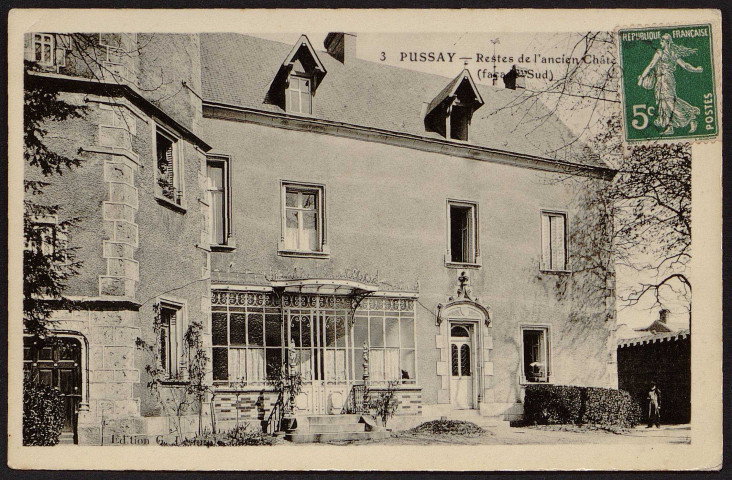 Pussay.- Restes de l'ancien château (façade sud) (7 mai 1912). 