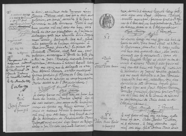 LIMOURS-EN-HUREPOIX. - Naissances, mariages, décès : registre d'état civil. 