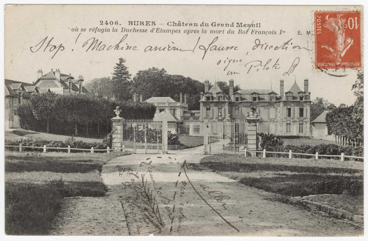 BURES-SUR-YVETTE. - Château du Grand-Ménil, EM, 8 lignes, 10 c, ad. 