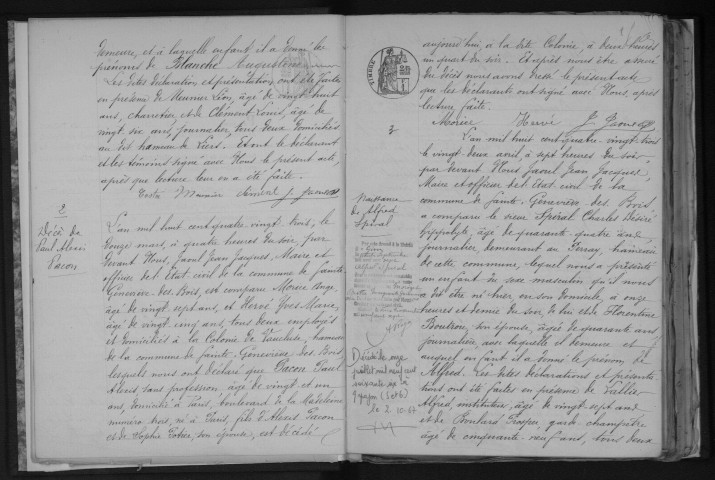 SAINTE-GENEVIEVE-DES-BOIS. Naissances, mariages, décès : registre d'état civil (1883-1896). 