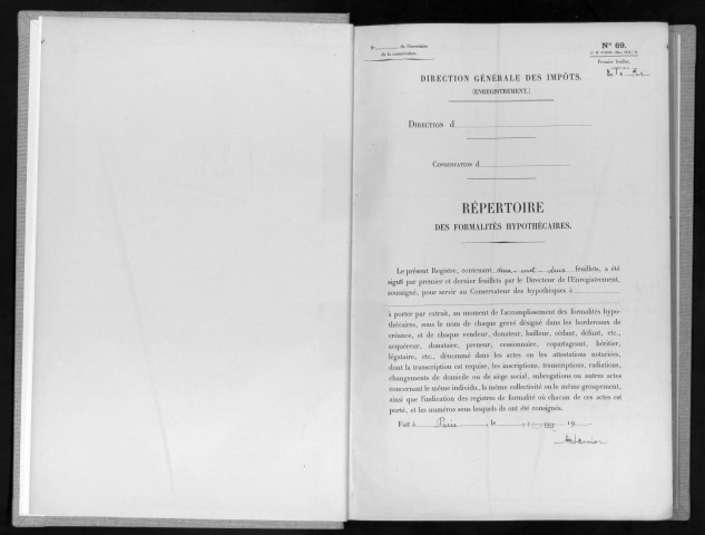 Conservation des hypothèques de CORBEIL. - Répertoire des formalités hypothécaires, volume n° 728 : A-Z (registre ouvert en 1951). 