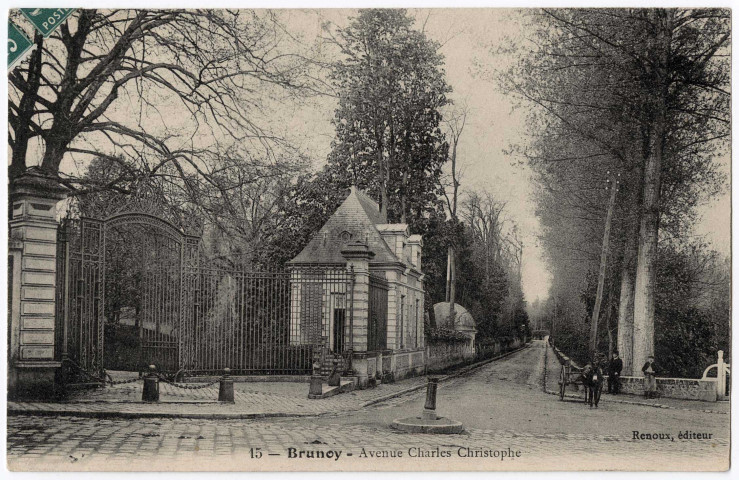 BRUNOY. - Avenue Charles-Christofle, Renoux, 1908, 3 mots, 5 c, ad. 